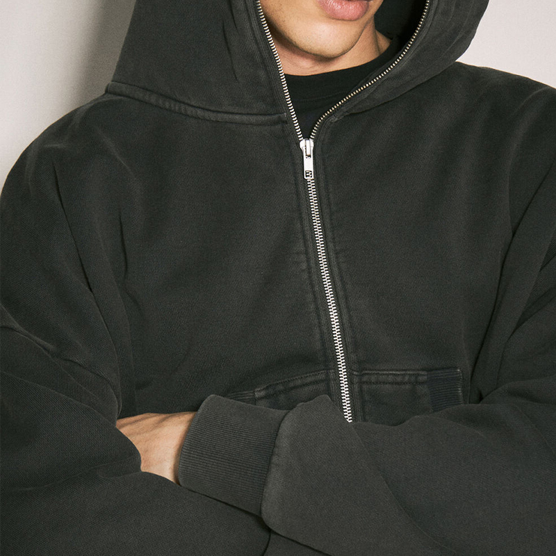 hongfeng distressed hoodies with zip up